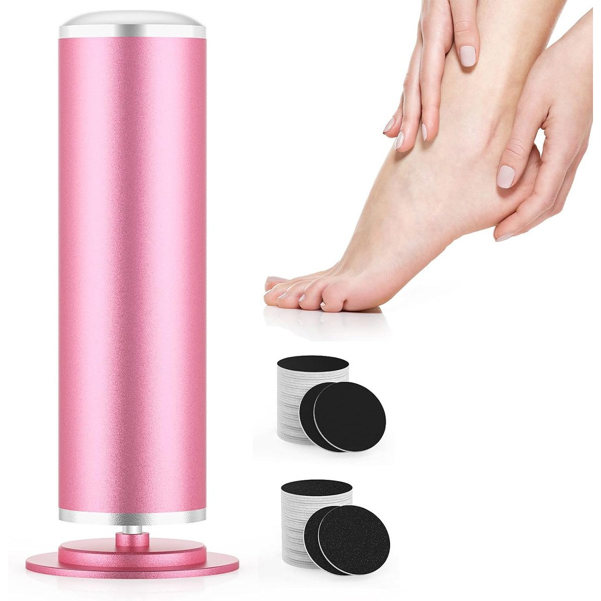 Welikera Pediküreaufsatz Hornhautentferner elektrisch, 60 Ersatzpads, Fußpflege bei harter Haut