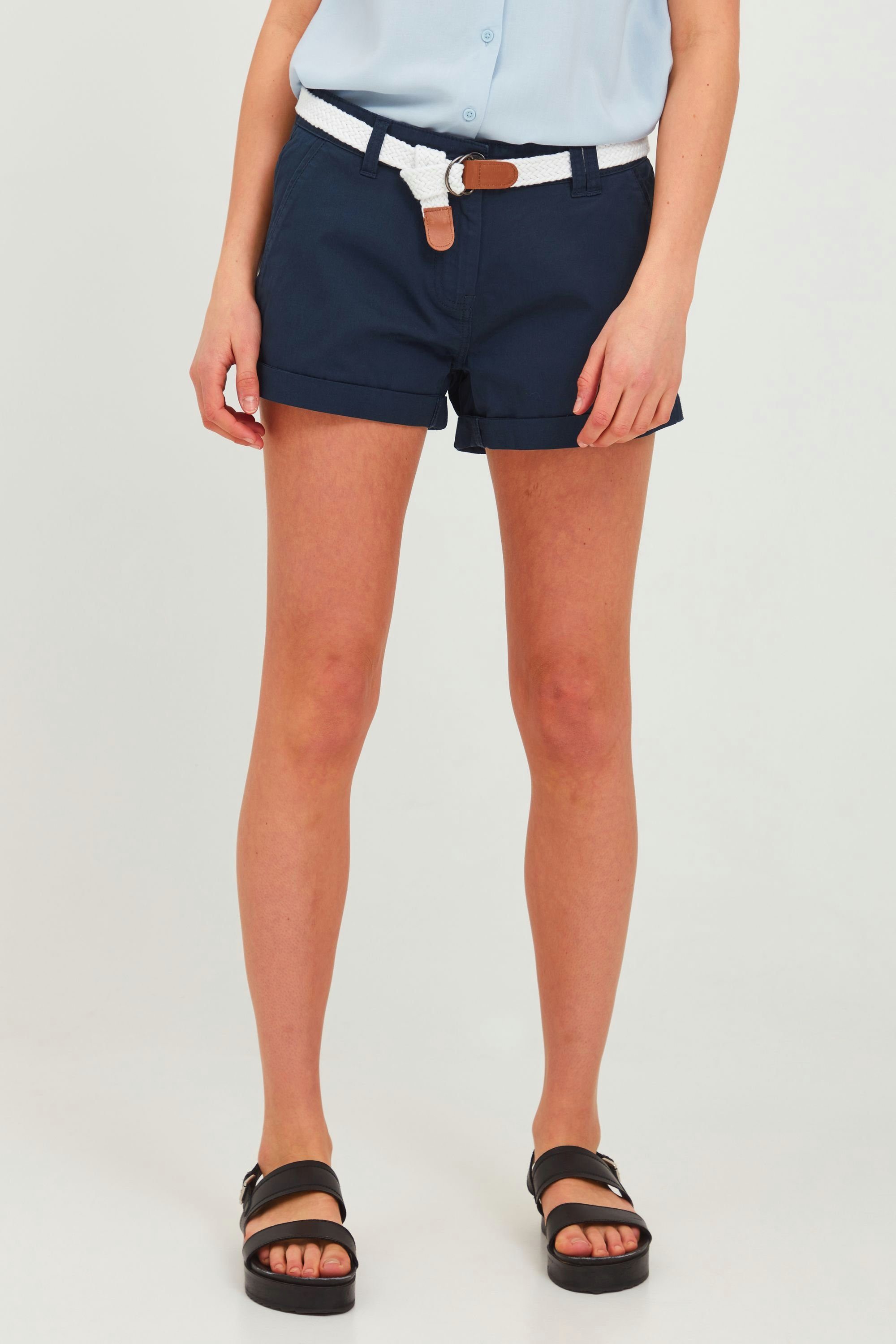 Damen Hosen OXMO Chinoshorts OXChanett Shorts mit Gürtel in geflochtener Optik