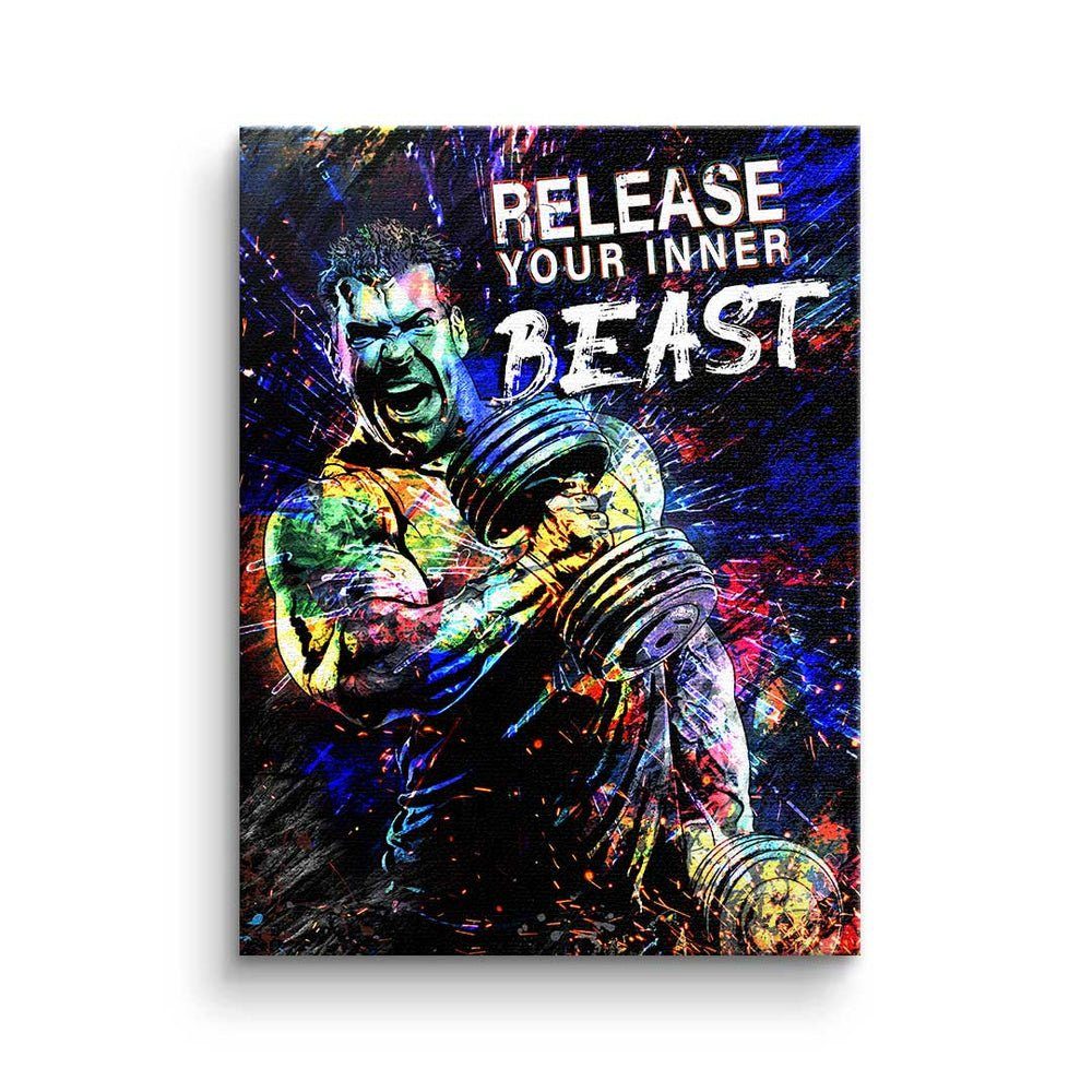 - Beast DOTCOMCANVAS® Leinwandbild, Release Premium Leinwandbild inner your Rahmen - Train schwarzer Motivation -