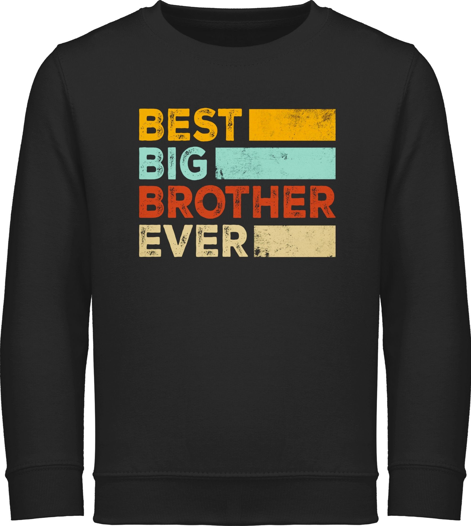 Shirtracer Sweatshirt Best Big Brother Ever Bester großer Bruder aller Zeiten Geschenk Großer Bruder 2 Schwarz