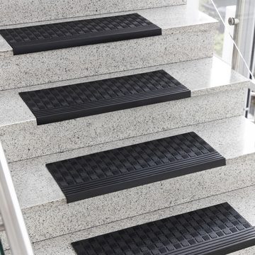 Stufenmatte Diamond, Treppenschutz, Stufenschutz,25x65 cm, Schwarz, Karat, rechteckig, aus Gummi