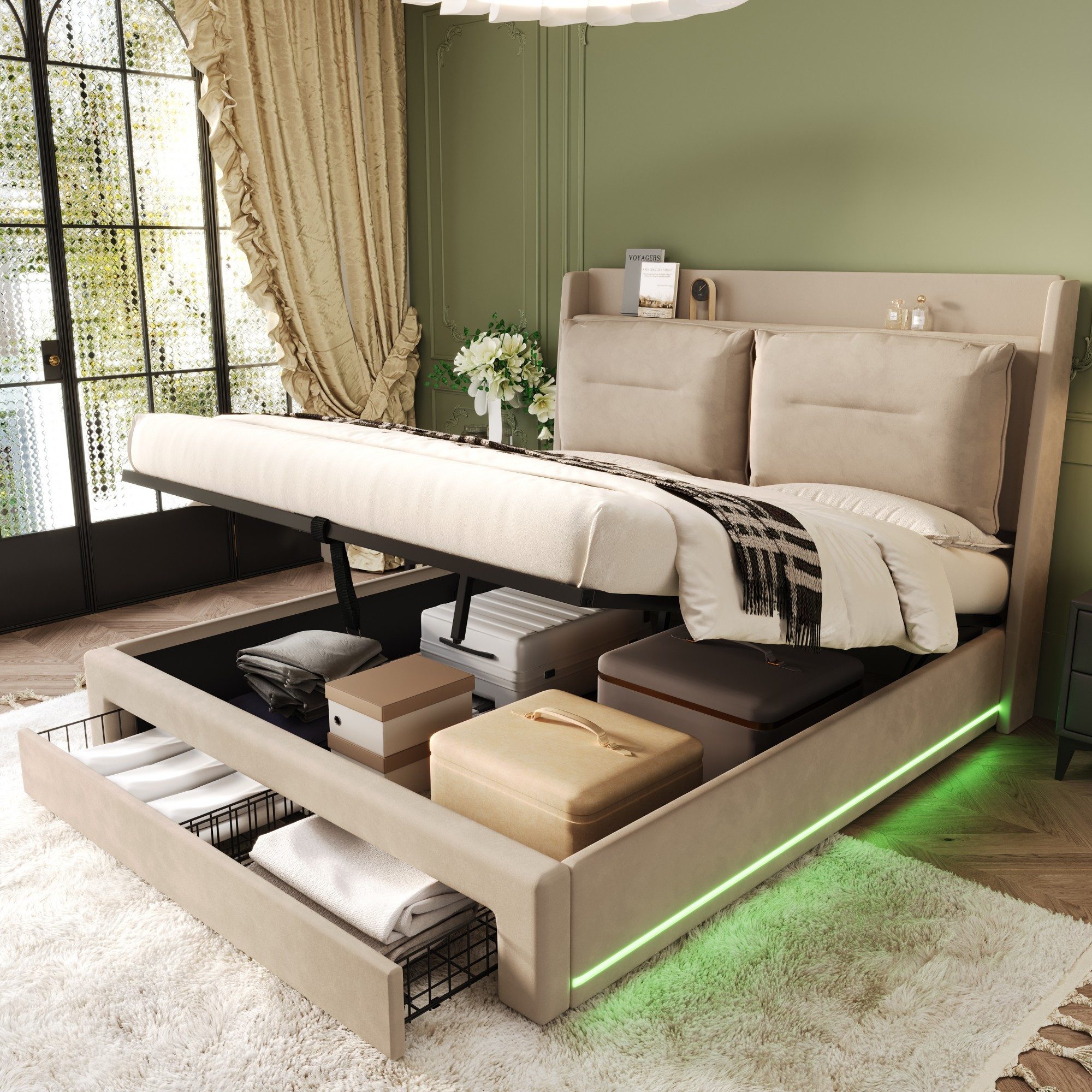 BlingBin Polsterbett Hydraulisches Bett, Doppelbett, LED-Licht-Polsterbett, günstig online kaufen