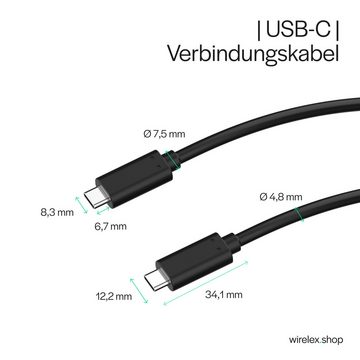 Kabelbude.eu USB Kabel 3.2 USB Typ C Stecker auf USB Typ C Stecker, Gen 2x2 schwa Smartphone-Kabel, (25,00 cm)