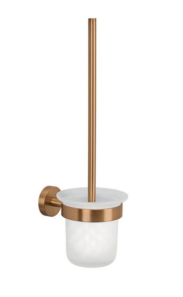 tesa WC-Garnitur WC-Bürstengarnitur MOON - selbstklebender Halter und WC-Bürste  im Set, (Set, 3-tlg), PVD-beschichtetes Metall - ohne Bohren - 379 x 112 x  145 mm - Bronze