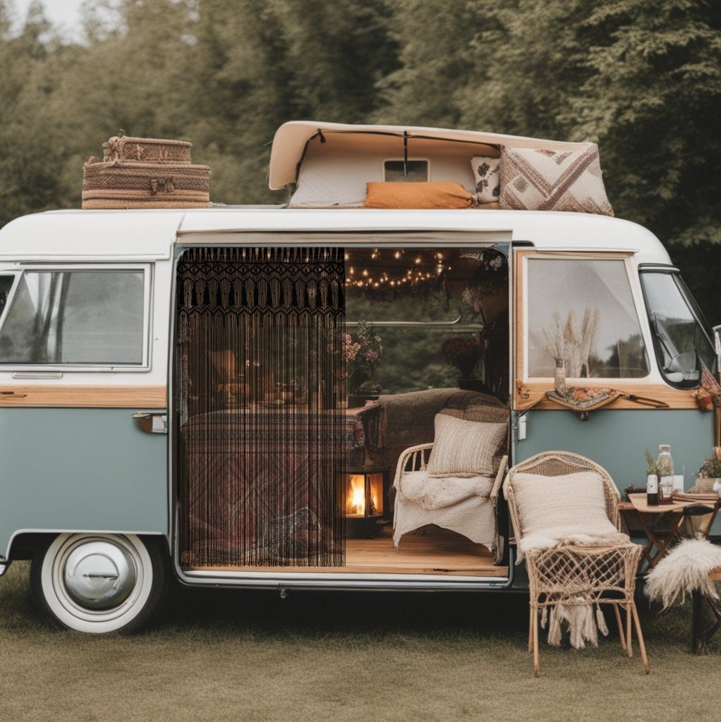 Cozyor Türvorhang Makramee 132 x 200 cm Boho Vorhang Fenstervorhang Raumteiler (1 St), Schlaufen, Baumwolle, schwarz Eclipse, Wandteppich Wandbehang Raumtrenner handgemacht