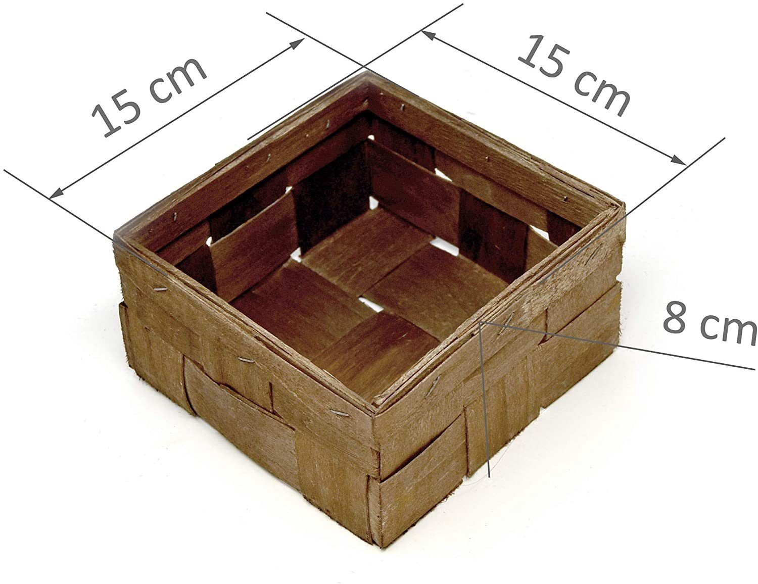 Lashuma Dekokorb braun (Set, 6 6er geflochten Spankörbchen Set), St., Füllkörbe cm, 15x15 Quadratische