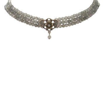 Alpenflüstern Collier Trachten-Perlen-Kropfkette Hedwig (grau), - nostalgische Trachtenkette Damen-Trachtenschmuck Dirndlkette
