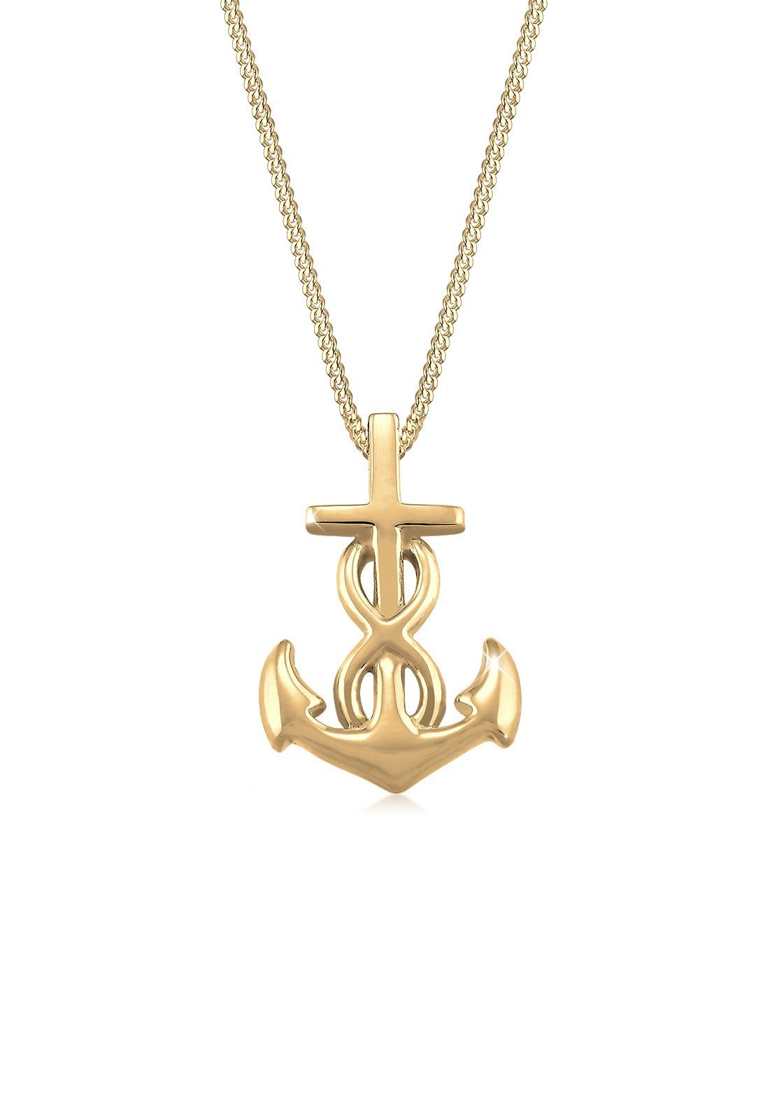 Elli Kette mit Anhänger Anker Infinity Liebe Kreuz 925 Silber, Anker Gold