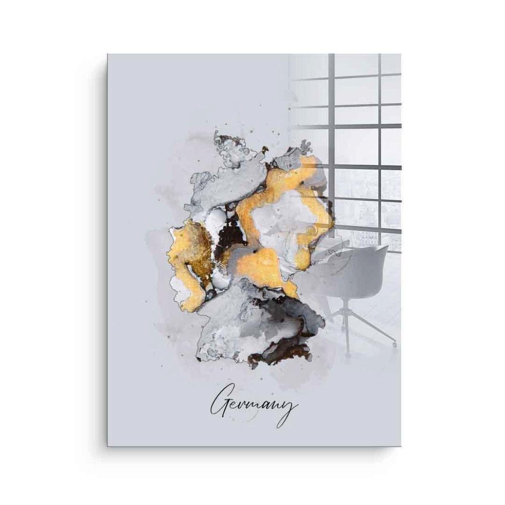 DOTCOMCANVAS® Acrylglasbild Abstract Countries - Germany - Acrylglas, Deutschland Acrylglasbild Germany abstrakt weiß gold elegant Wandbild