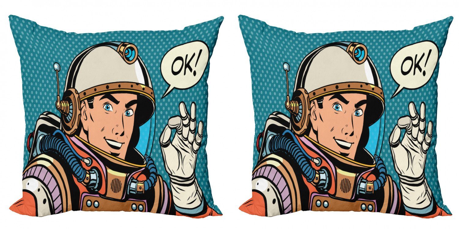 Kissenbezüge Modern Accent Doppelseitiger Digitaldruck, Raum-Mann Abakuhaus (2 Stück), Astronaut Gestikulieren