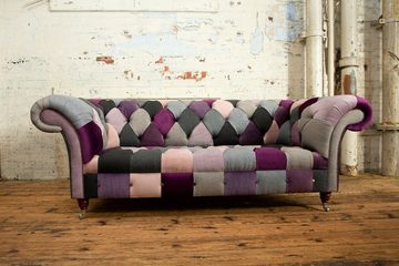 JVmoebel Chesterfield-Sofa Design Sitzer Couch Polster Lounge Club Sofas Couchen Textil Neu, Die Rückenlehne mit Knöpfen.