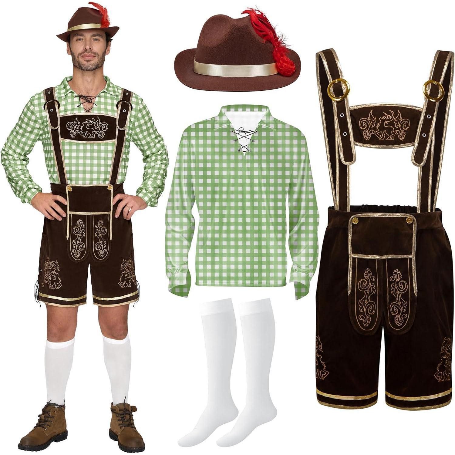 LuxusKollektion Trachten-Kostüm Kostümset Oktoberfest Bayern kariert Herren blau rot XXL Grün