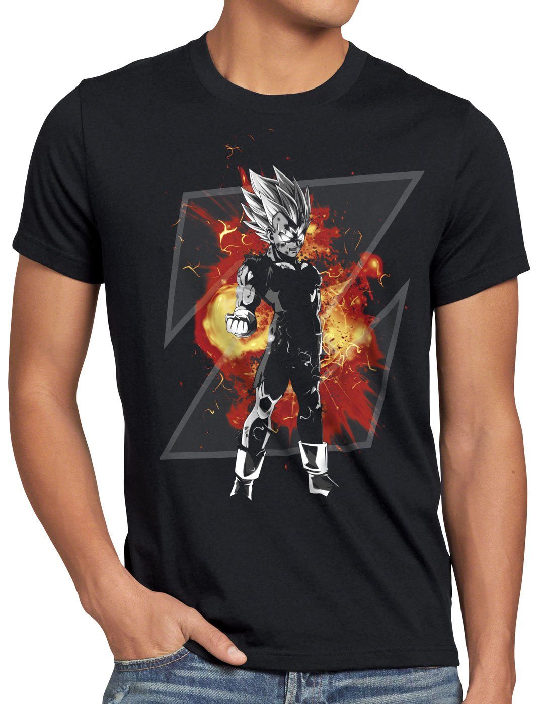 style3 Print-Shirt Herren T-Shirt Vegeta Z Gold god modus evolution saiyajin drago