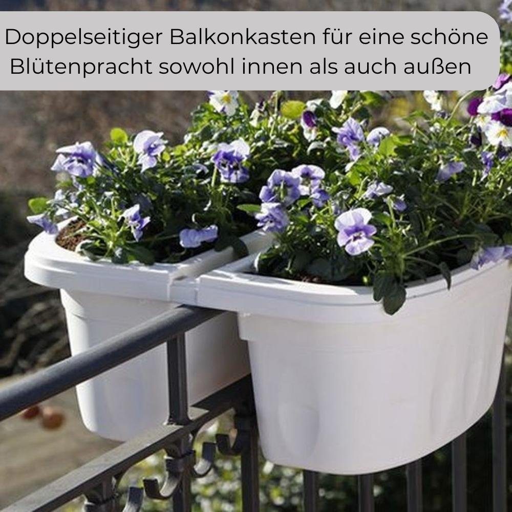 Blumenkasten Geländerkasten Beidseitig GarPet Topf Balkonkasten Blumen Geländer Kasten weiß