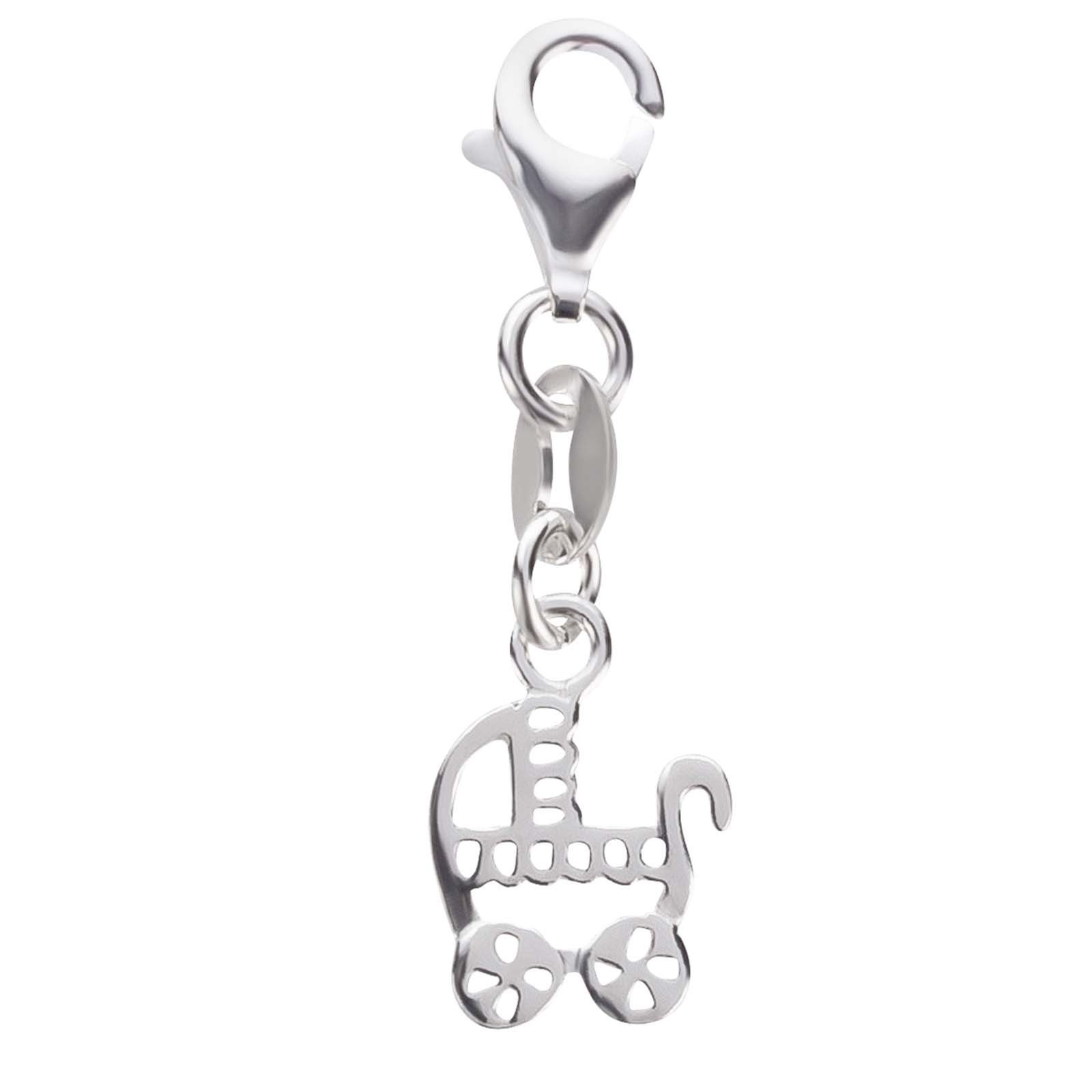 schmuck23 Charm-Einhänger Charm Anhänger Kinderwagen 925 Silber Kettenanhänger (1-tlg), Für Armband, Halskette oder Schlüsselanhänger | Charm-Anhänger