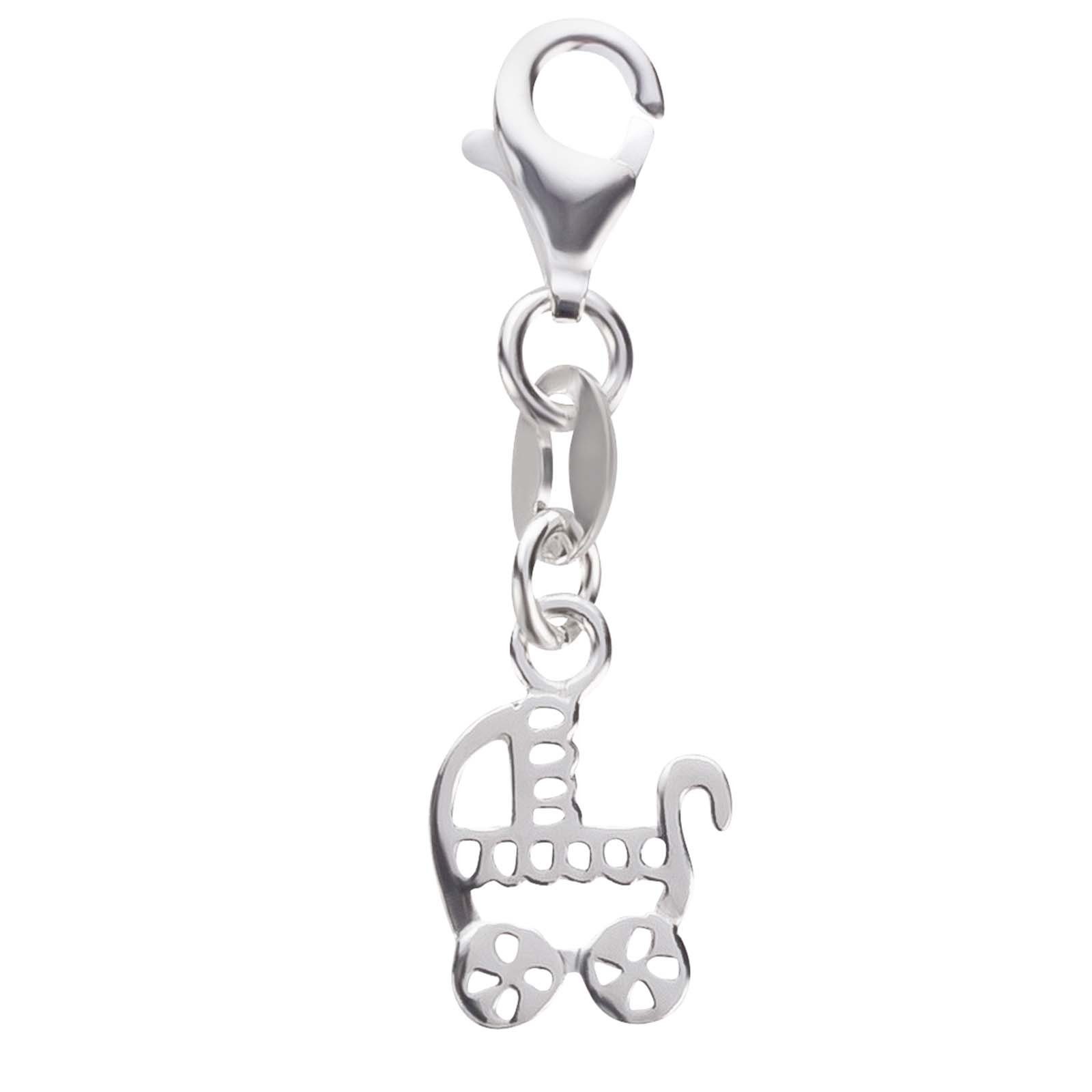 Kinderwagen Schlüsselanhänger Silber Armband, Charm-Einhänger (1-tlg), 925 schmuck23 Halskette Anhänger Charm Kettenanhänger Für oder