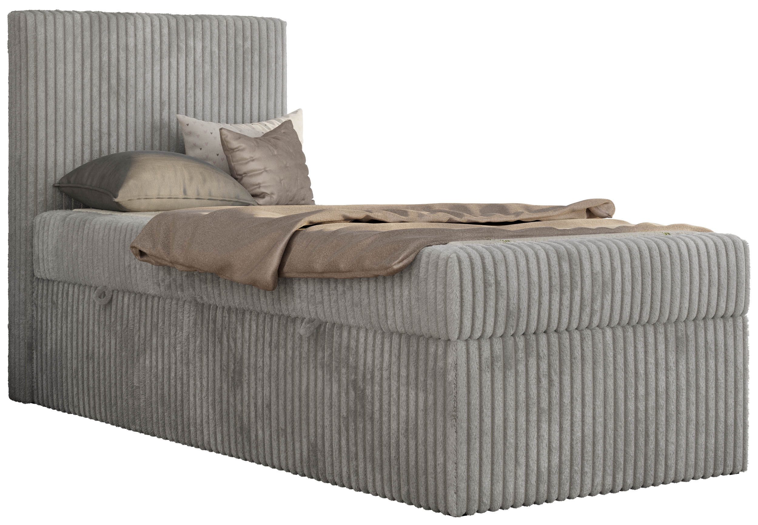 MKS MÖBEL Jugendbett TILIO (Set, T30 Schaum, 7 Härtezonen), Jugendbett 90x200, Stauraum, hohe Kopfteil, Multipocket-Matratze