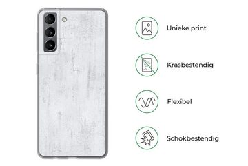 MuchoWow Handyhülle Beton - Weiß - Grau, Phone Case, Handyhülle Samsung Galaxy S21, Silikon, Schutzhülle