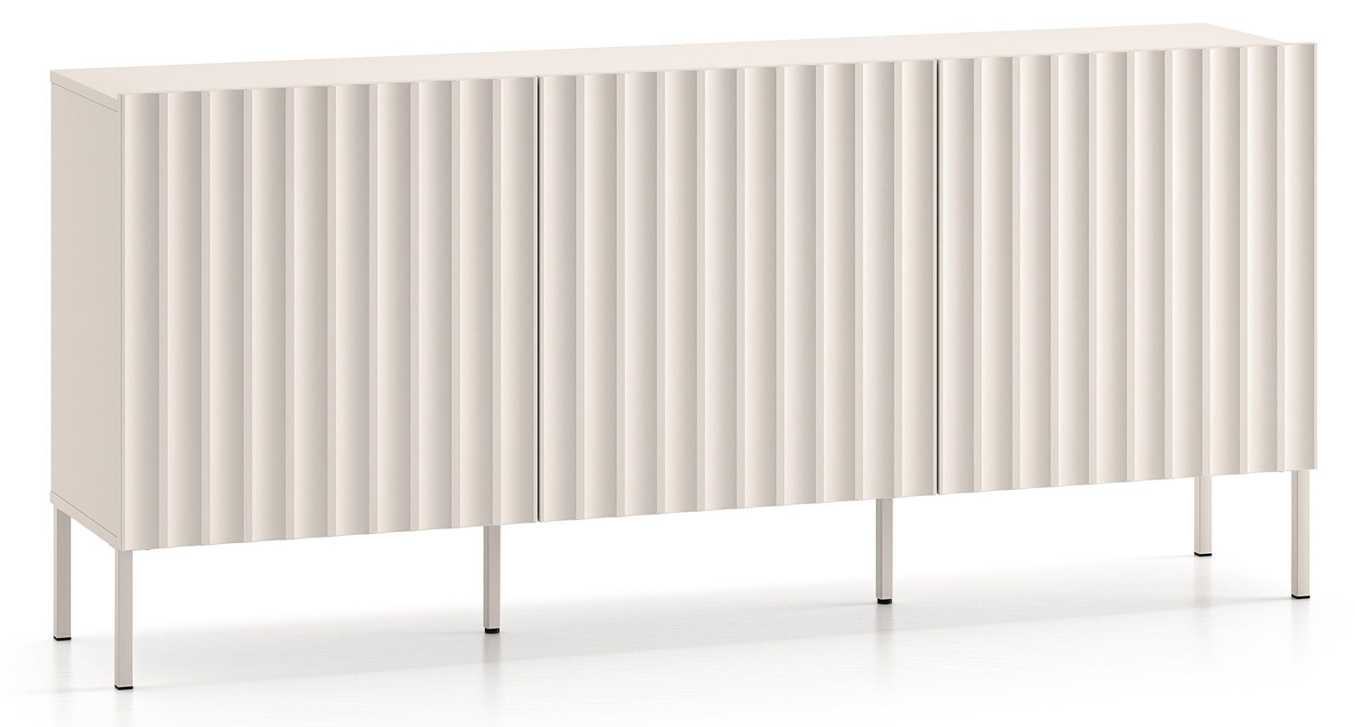 Selsey Sideboard DERRIVA, 3-türig mit 6 Fachern, geriffelten Fronten, hellbeige, 170 cm