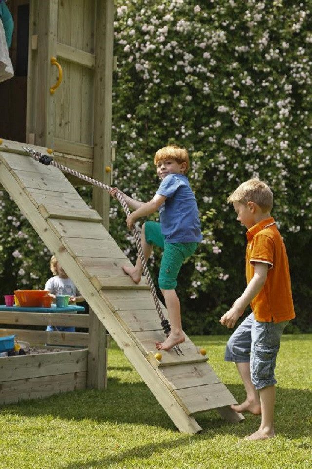 Gartenwelt Riegelsberger Kletterwand Kletterrampe mit Seil Kletterwand Lärche natur für Spieltürme, Lärche Natur