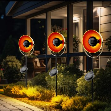 EGLO LED Solarleuchte, LED-Leuchtmittel fest verbaut, LED Solar Steck Leuchte schwarz-orange Erdspieß Außen