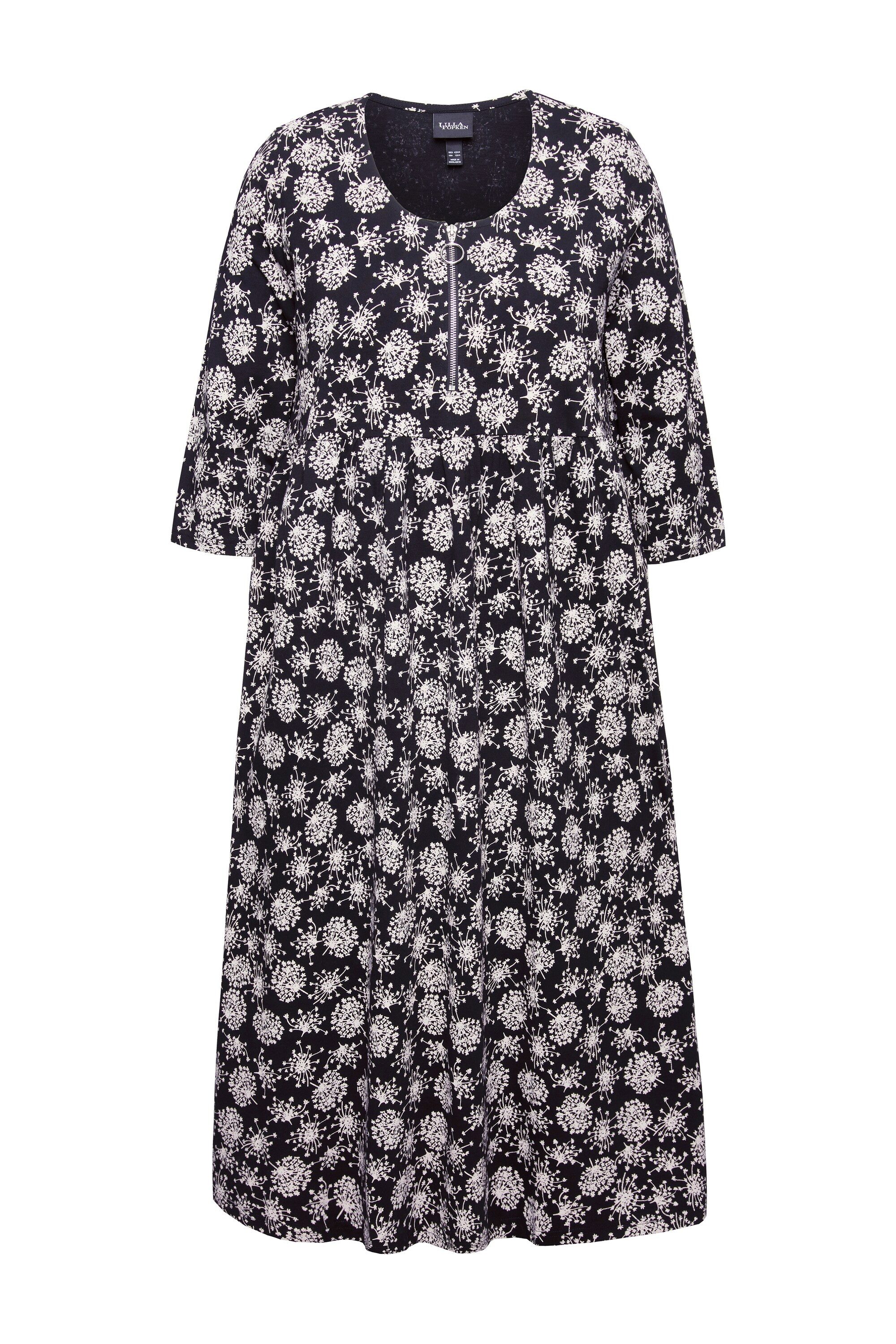Ulla Popken Jerseykleid Jersey-Midikleid Pusteblumen Rundhals günstig online kaufen