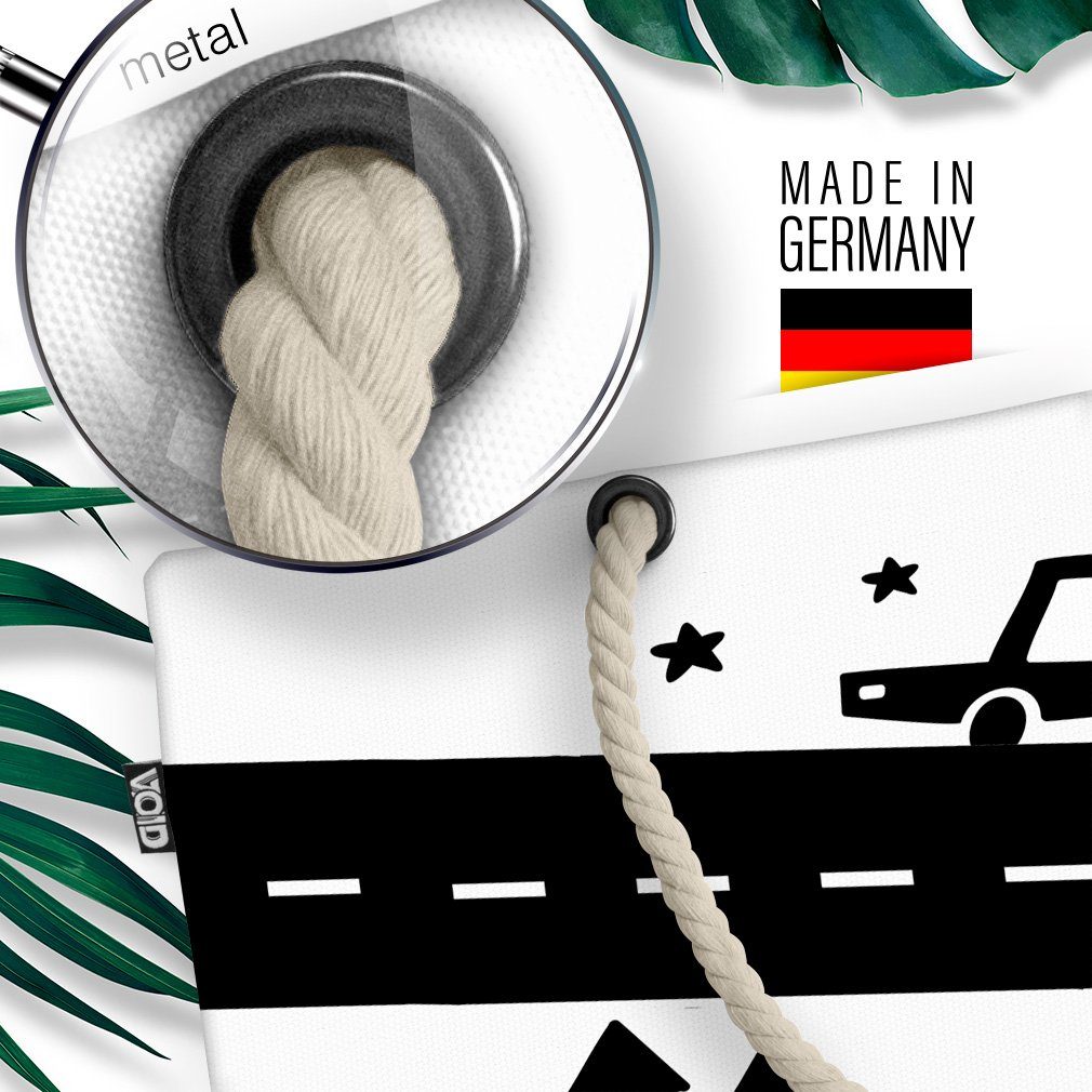 Cartoon Landschaft Grafik Cartoon Zeich Schwarz VOID Auto Strandtasche Karte Weiss (1-tlg), Tier