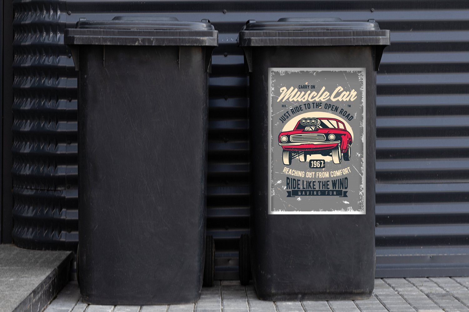 MuchoWow Wandsticker Mancave - Auto Sticker, Vintage Mülleimer-aufkleber, Abfalbehälter (1 - - Rot Container, Mülltonne, St)