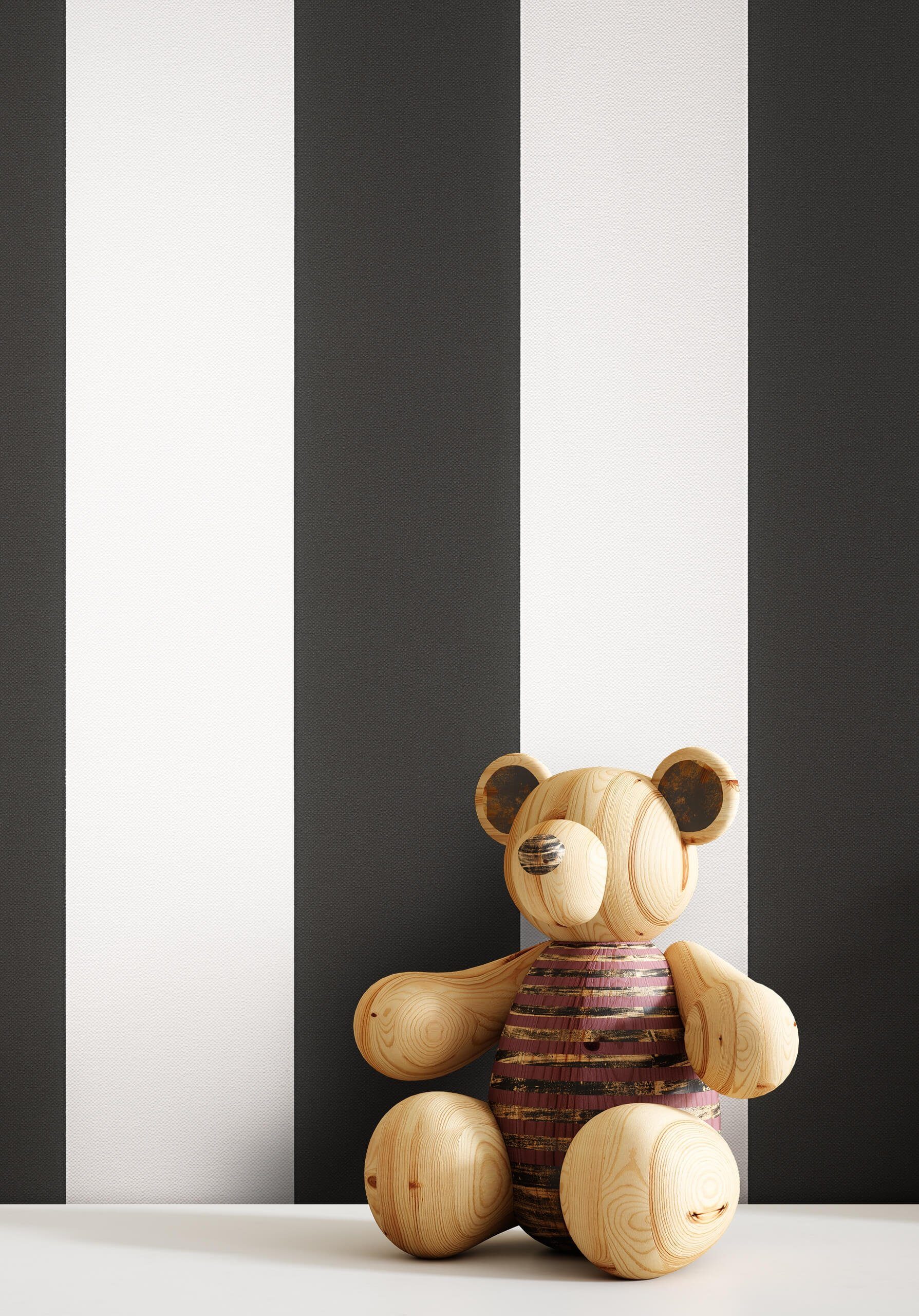 Newroom Vliestapete, Schwarz Tapete Kinder Streifen - Streifentapete Weiß L günstig online kaufen