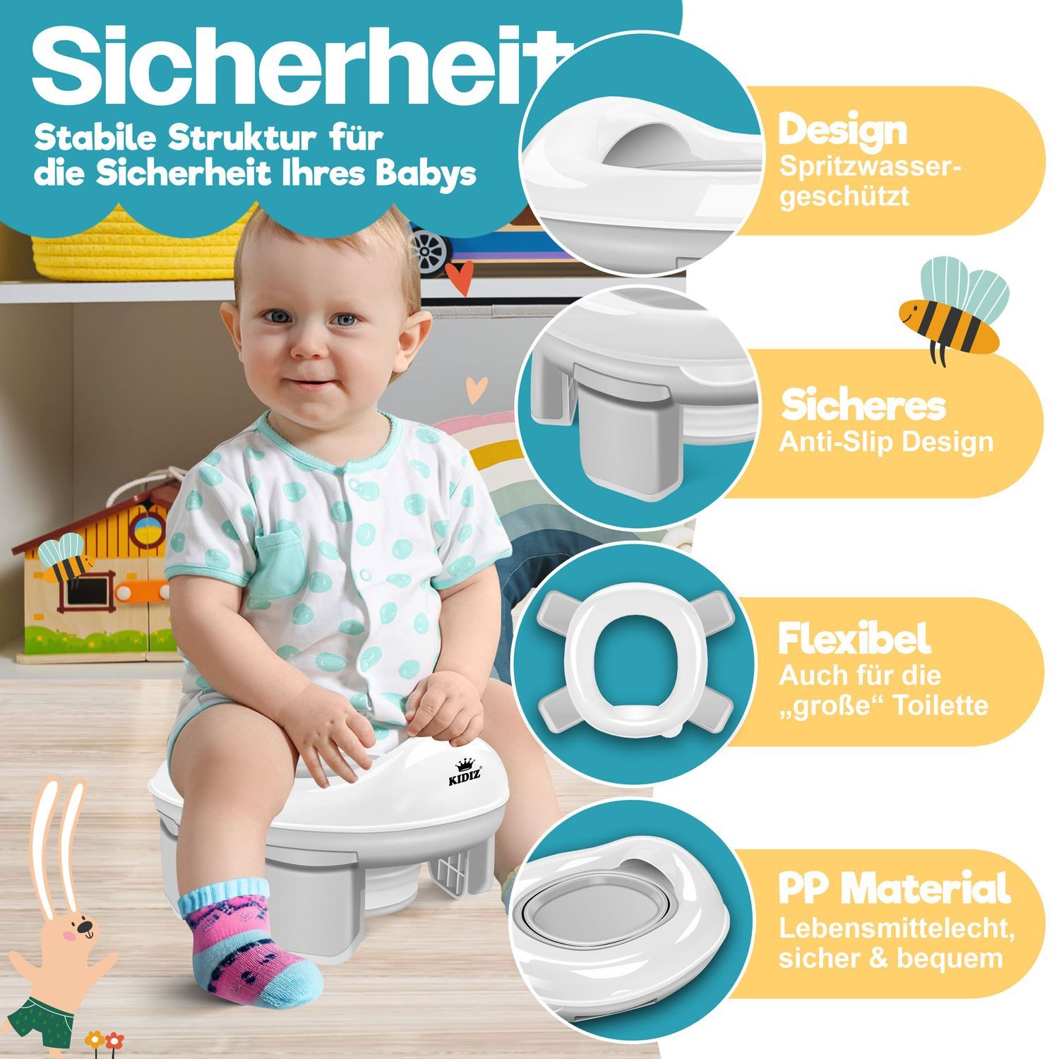 KIDIZ Toilettentrainer, Töpfchen für Kinder Toilettensitz Töpfchentrainer WC Sitz