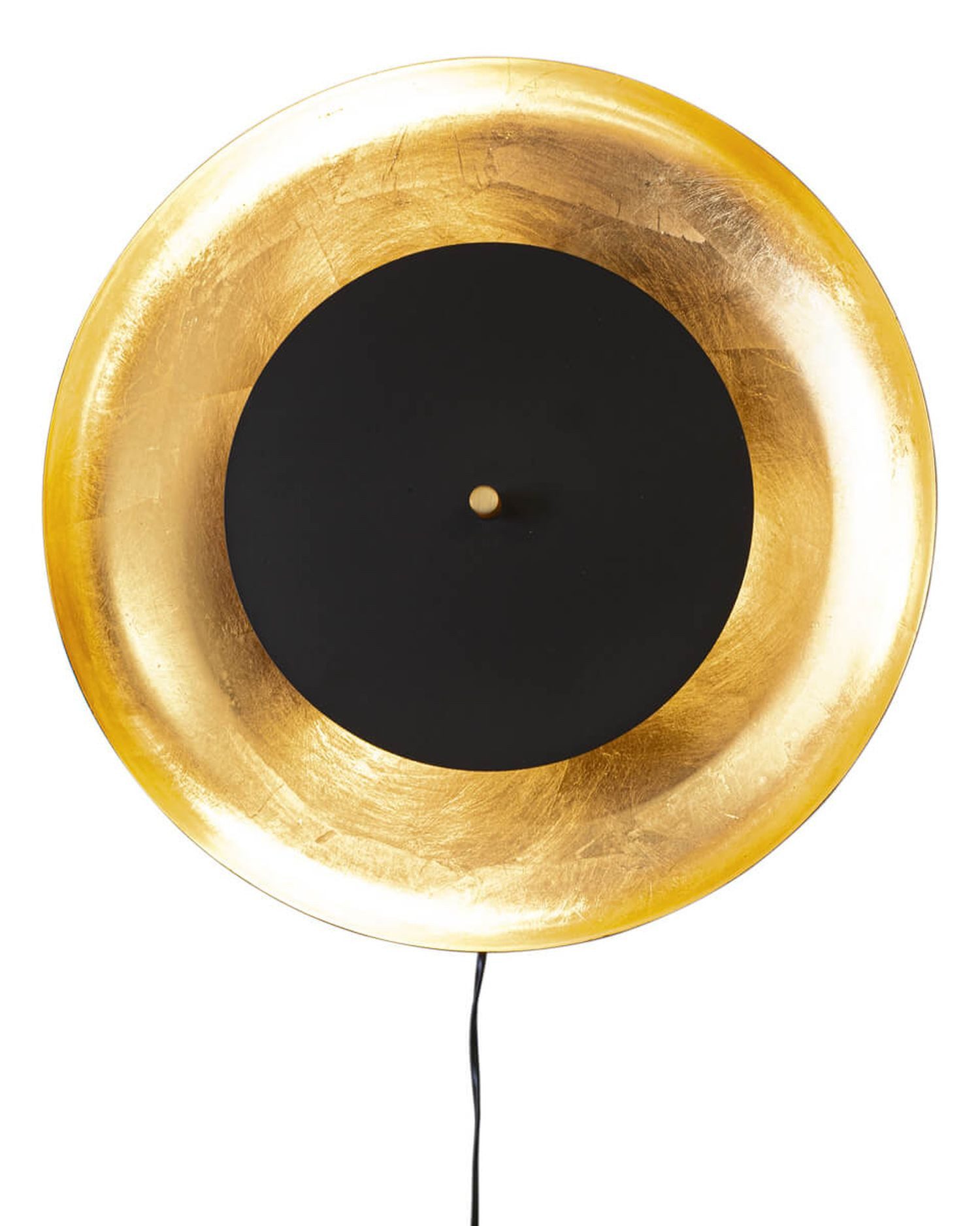 Licht-Erlebnisse Wandleuchte AKSEL, ohne Leuchtmittel, mit Stecker Schalter 17,5 cm breit in Schwarz Gold G9 rund Modern