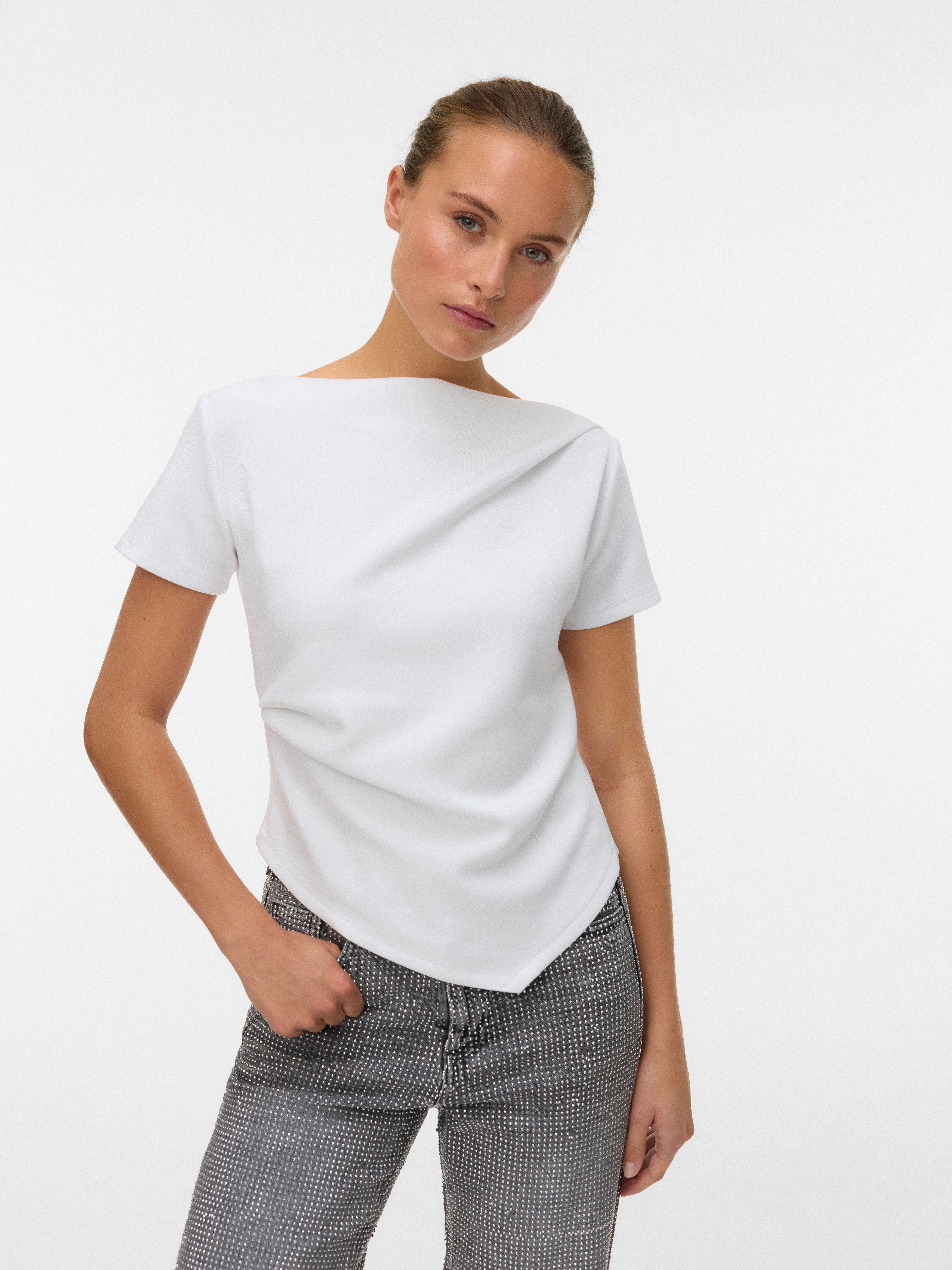 Kurzarmshirt VMMILLE SS BOATNECK SHORT TOP JRS NOOS