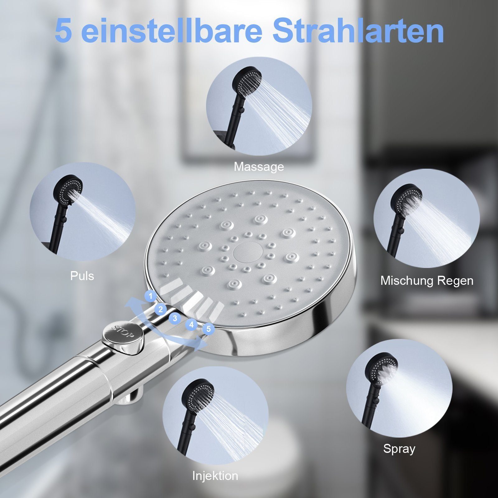 Nettlife Handbrause Handbrause 5 Strahlarten mit günstig online kaufen