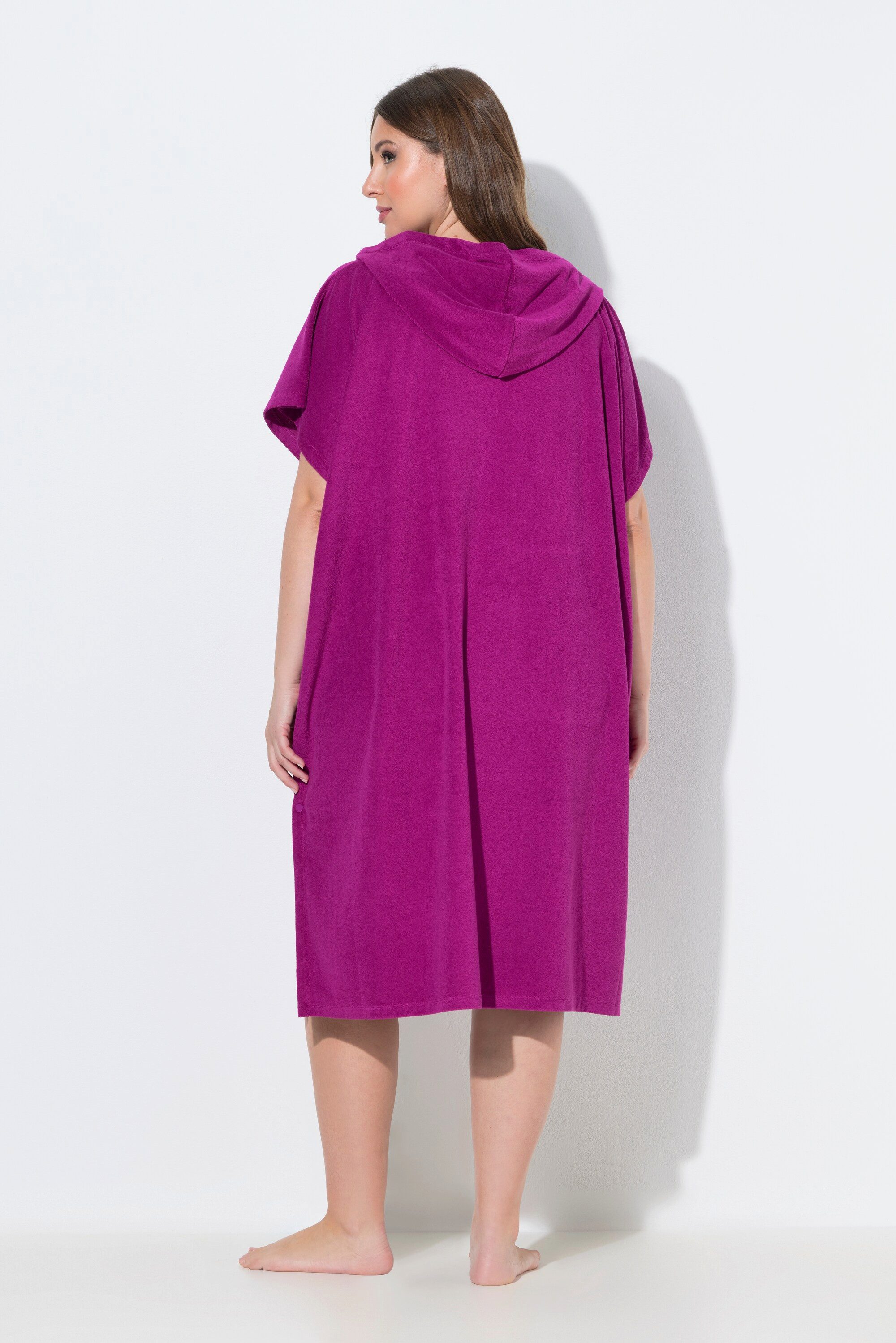 Ulla Popken Poncho Frottee-Poncho Kapuze Druckknopf-Seiten