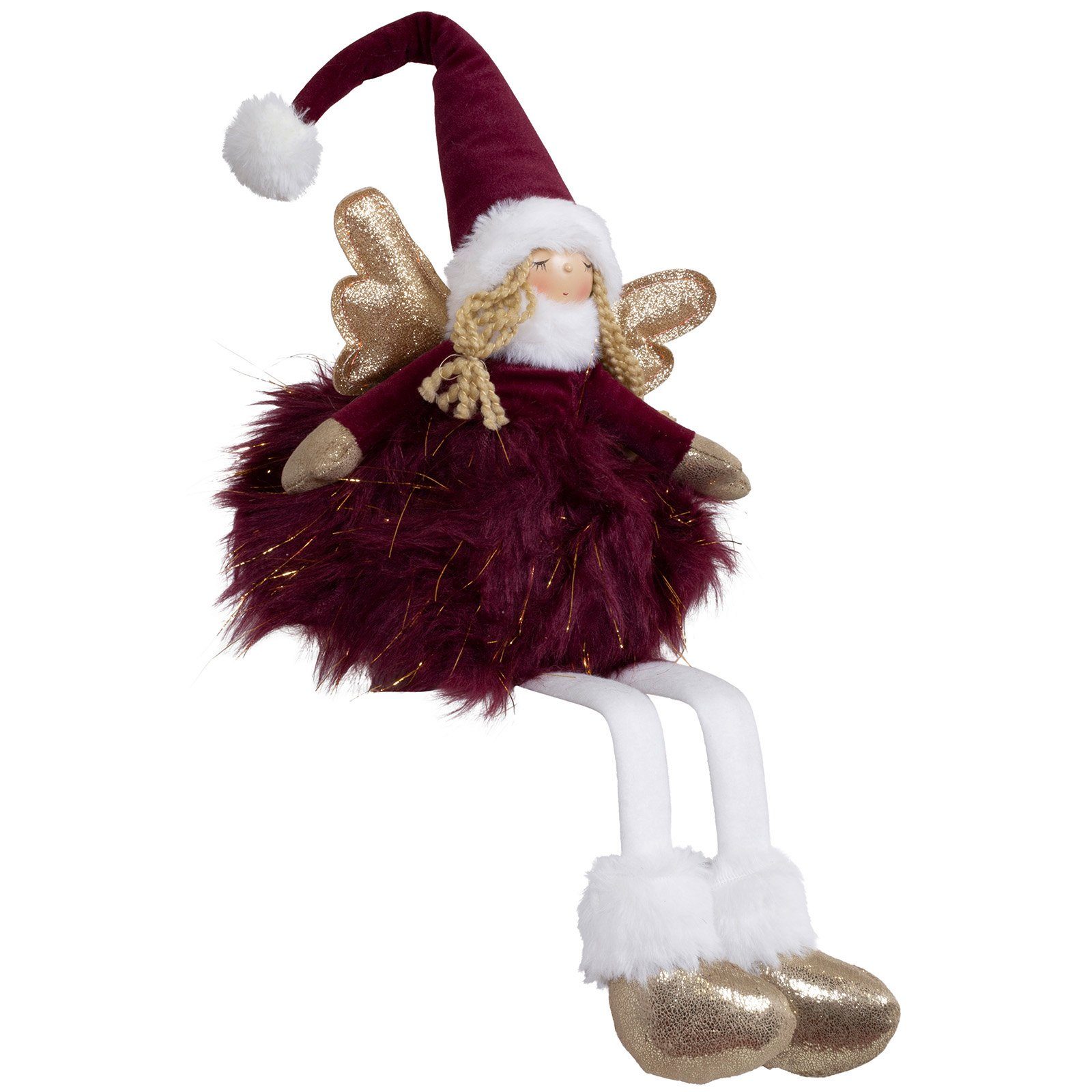 Christmas Paradise Weihnachtsfigur Engel mit LED 28cm (62cm) Kantenhocker (Deko Figur, 1 St., sitzend), Weihnachten, Rot