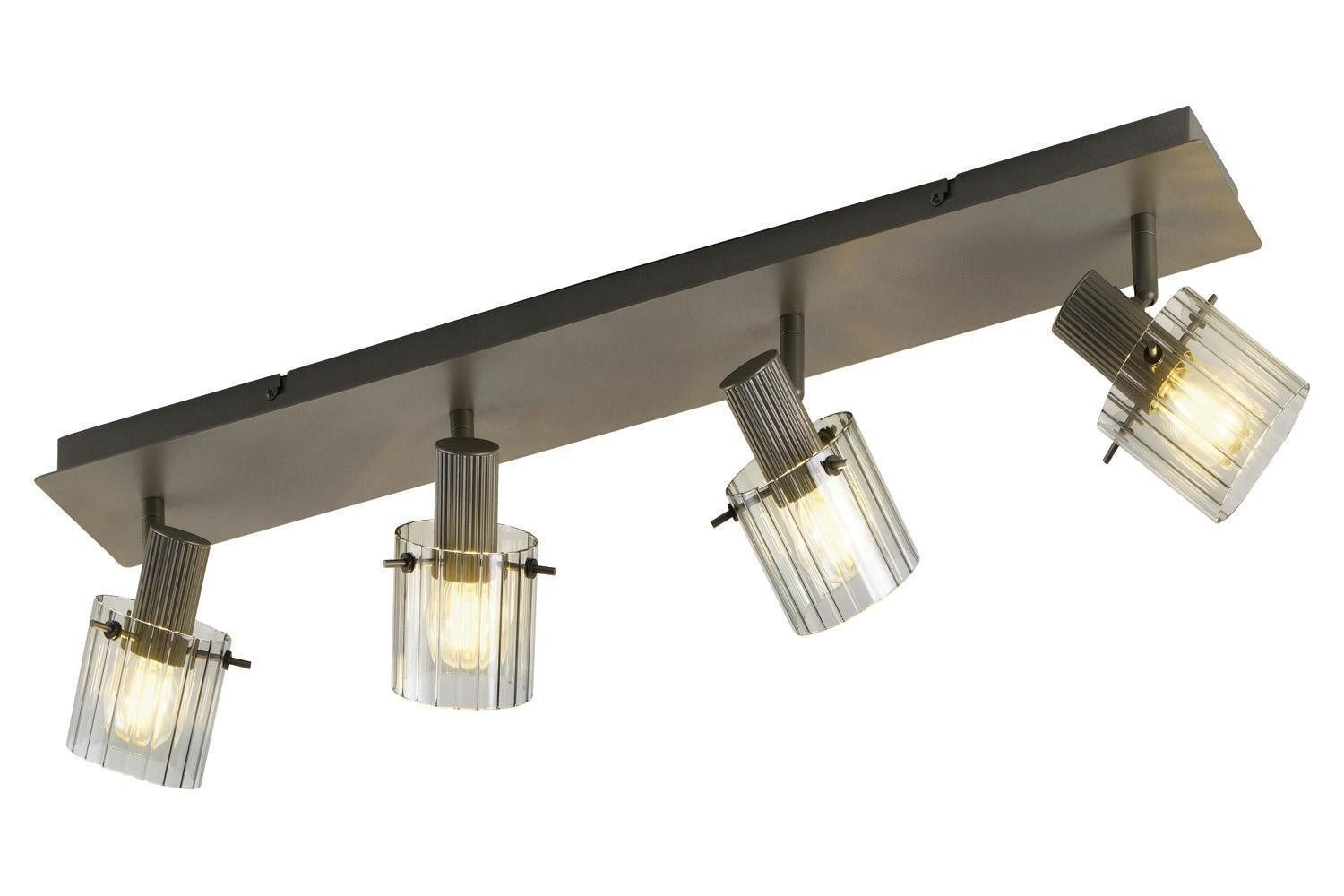 casa NOVA Deckenstrahler RONJA, B 70,2 cm, 4-flammig, Metall, Rauchglas, ohne Leuchtmittel