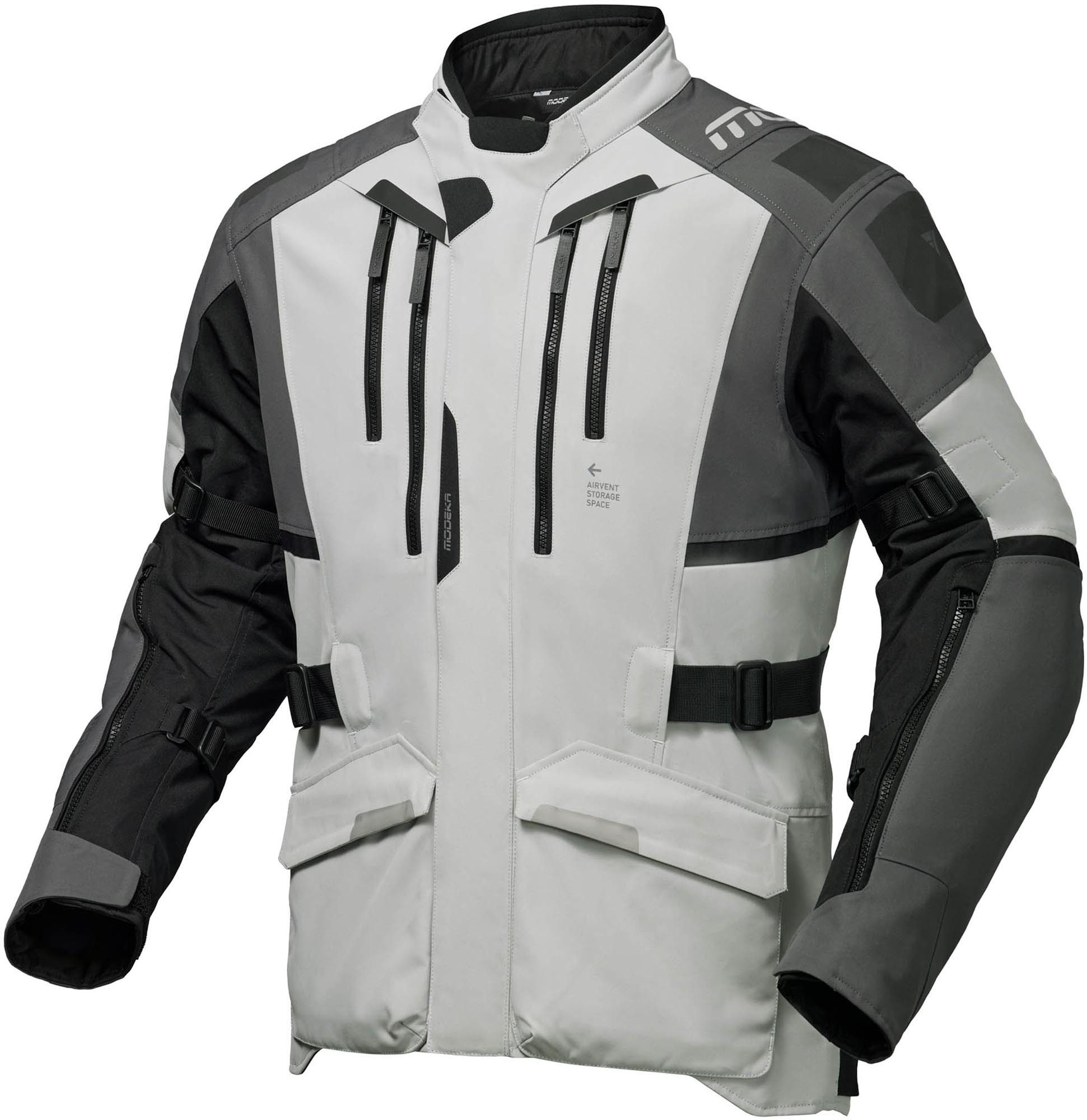 Modeka Motorradjacke Striker III Motorrad-Textiljacke Airbag vorbereitet,Verbindungsreißverschluss,Ellenbogenprotektore