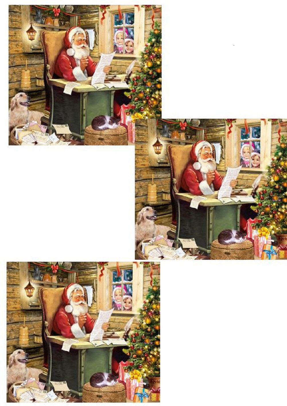 Ambiente® Papierserviette Weihnachtsmann, Weihnachten, Serviette, Weihnachtspost, Tischdeko, (40 St), Bastelartikel / Decoupage / Serviettentechnik