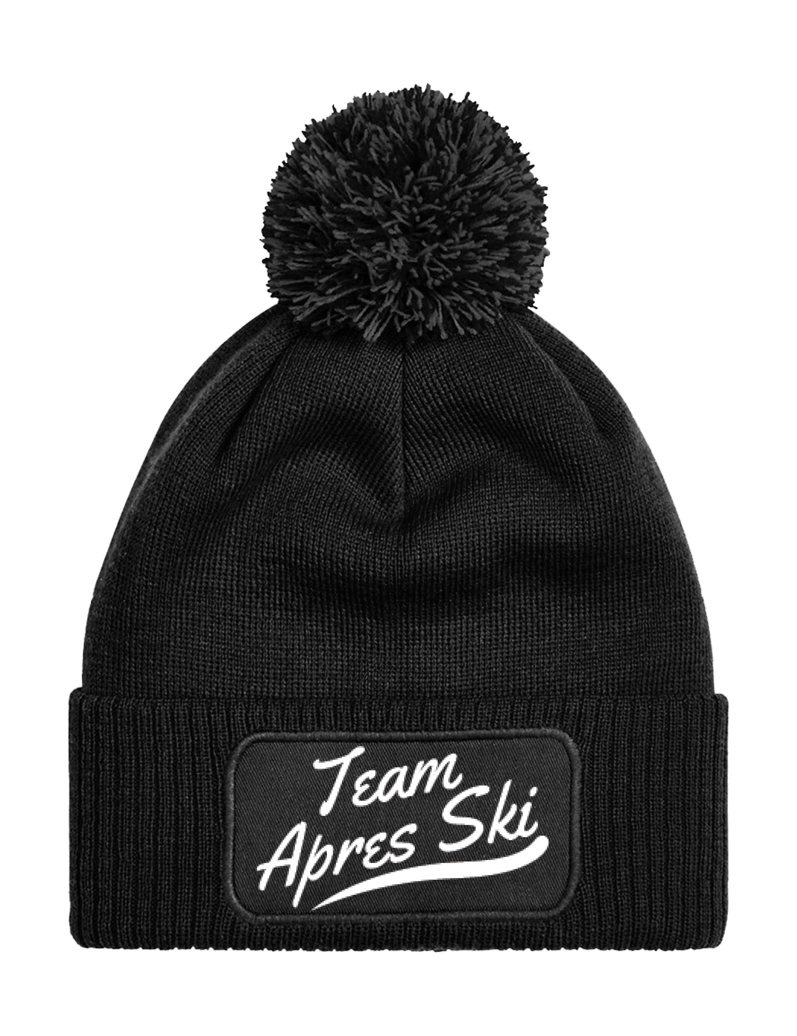 Youth Designz Beanie Unisex Strick Bommel Beanie Mütze mit Team Apres Ski Aufdruck mit lustigem Spruch für Frauen und Männer
