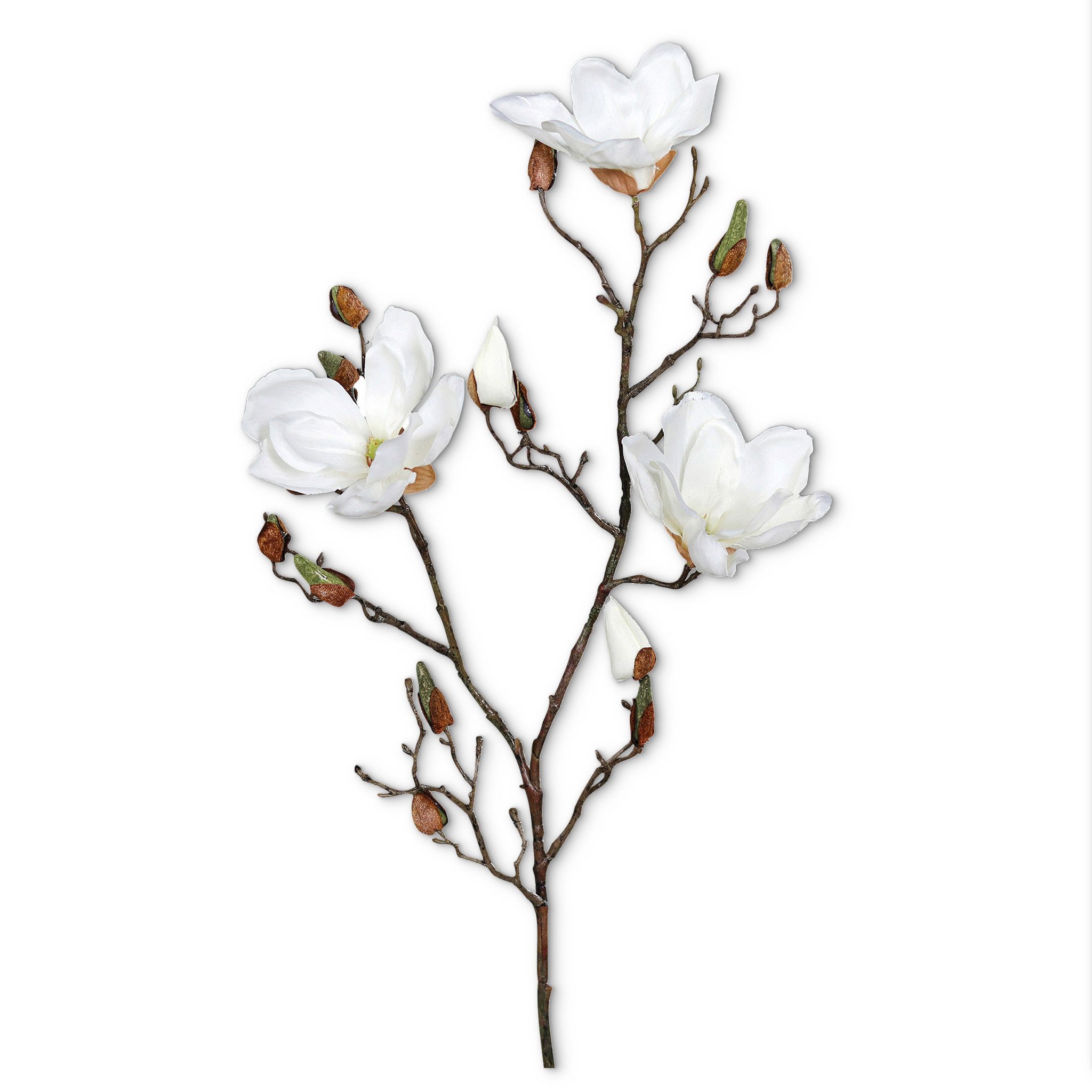 Kunstblume Magnolien-Zweig Kunstblume 87 cm creme-weiß Dekozweig Magnolienz günstig online kaufen