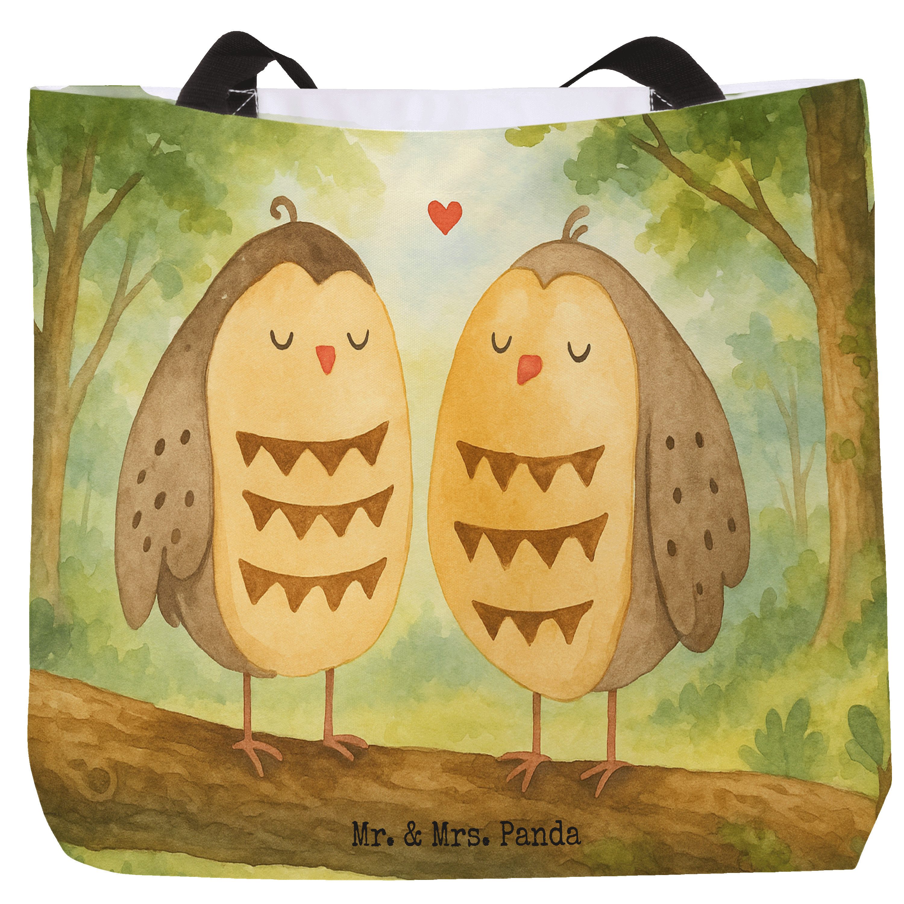 Shopper Eulen Liebe Design, Strandtasche, Weiß, glücklich, Einkaufstasche, Ve