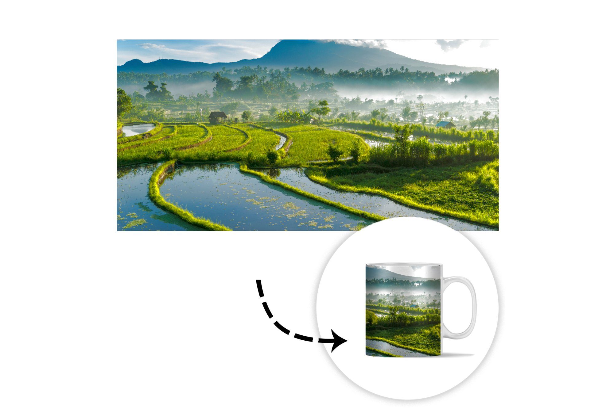 Bali, MuchoWow Teetasse, Geschenk Keramik, auf Kaffeetassen, Becher, Teetasse, Reisfelder Tasse