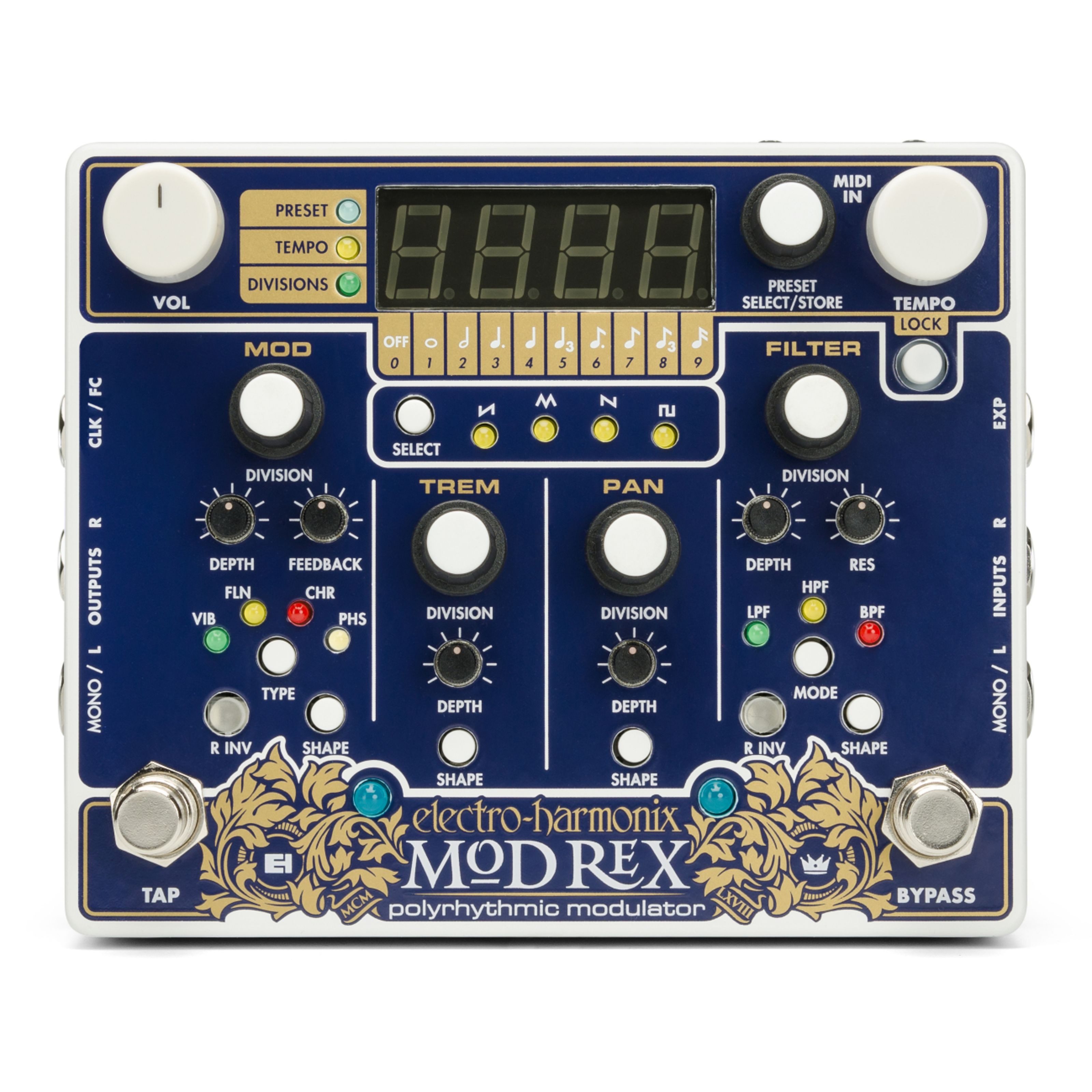 Electro Harmonix Musikinstrumentenpedal, (Effekte, Modulationseffekte), Mod Rex Polyrhythmic Modulator - Modulations Effektgerät für