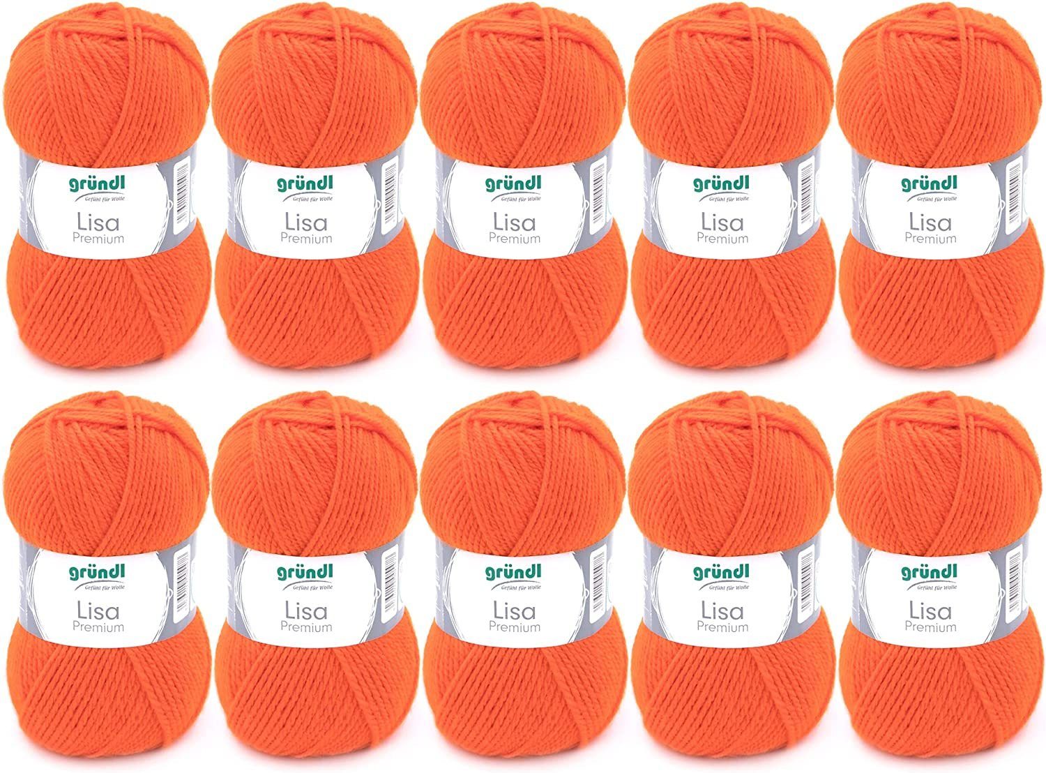 Gründl Wolle Lisa Premium Uni im 10x50g Wollpaket zum Handarbeiten Häkelwolle, (Wolle zum Stricken, Häkeln, Handarbeiten, Handstrickgarn), weich und pflegeleicht, ohne Schurwolle