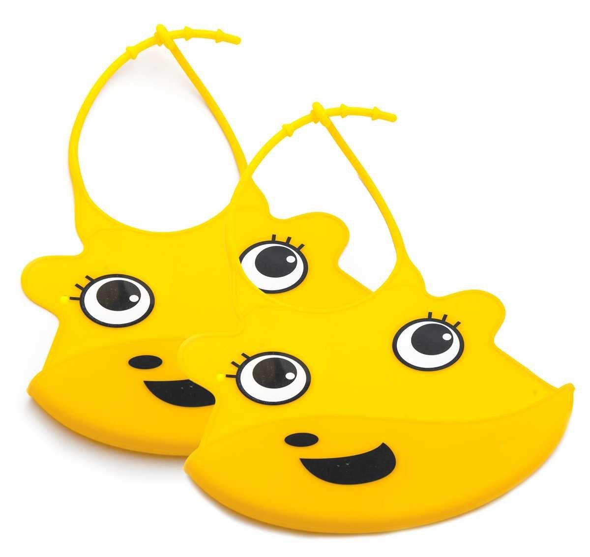 Lantelme Lätzchen Babylätzchen gelb mit Motiv, (2-St), mit Tasche, Silikon, Unizise