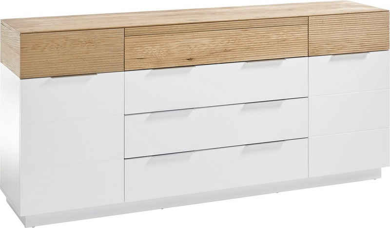 MCA furniture Sideboard Dubai, weiß Matt mit Absetzungen in Eiche