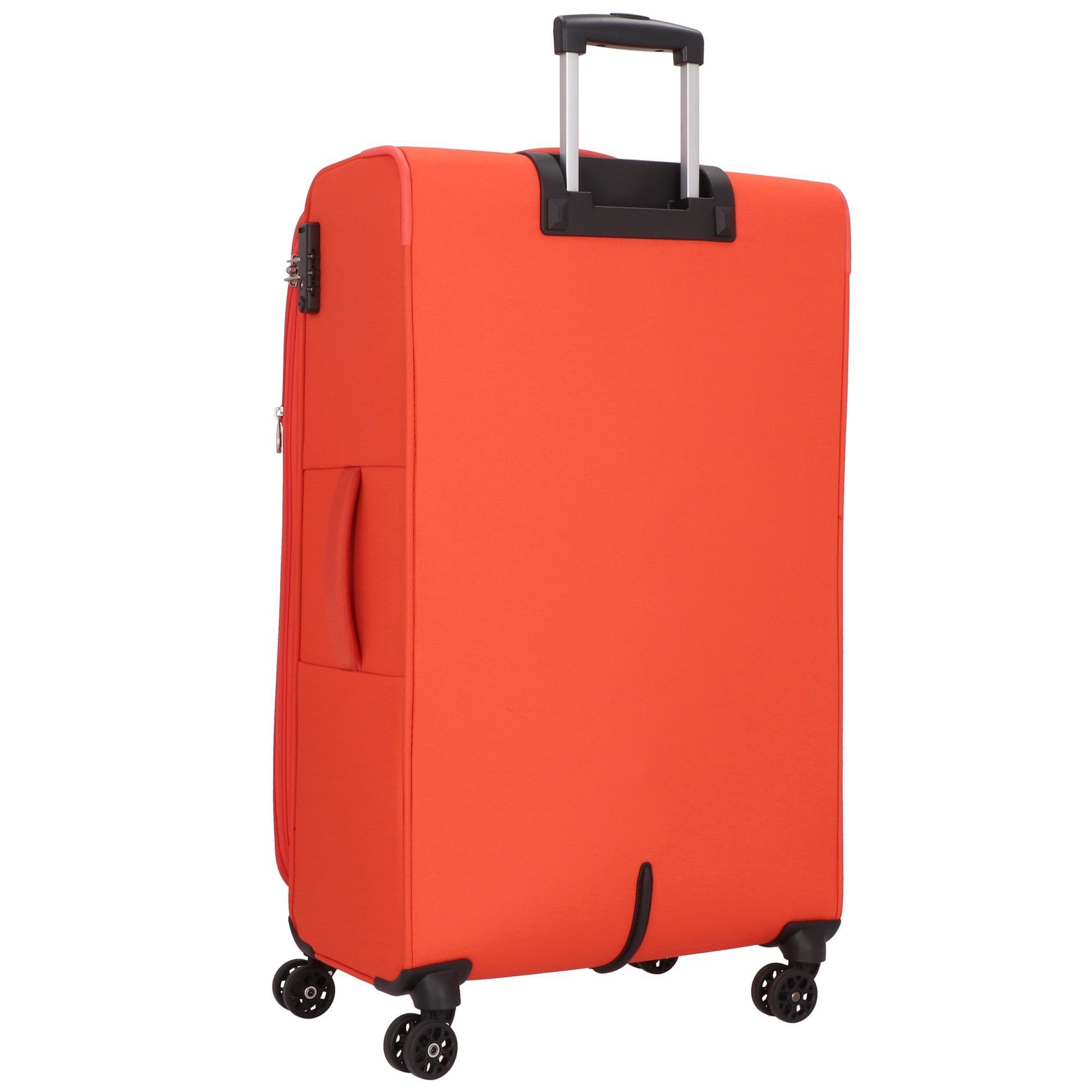 Tourister® blue American Polyester red Weichgepäck-Trolley, 4 Rollen,