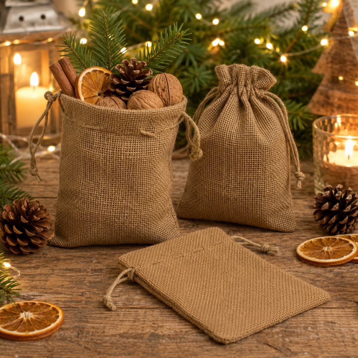 RIFFELMACHER & WEINBERGER Christbaumschmuck Riffelmacher Jutesack natur, 10x15 cm, 1 Stück – Bild 4 von 5