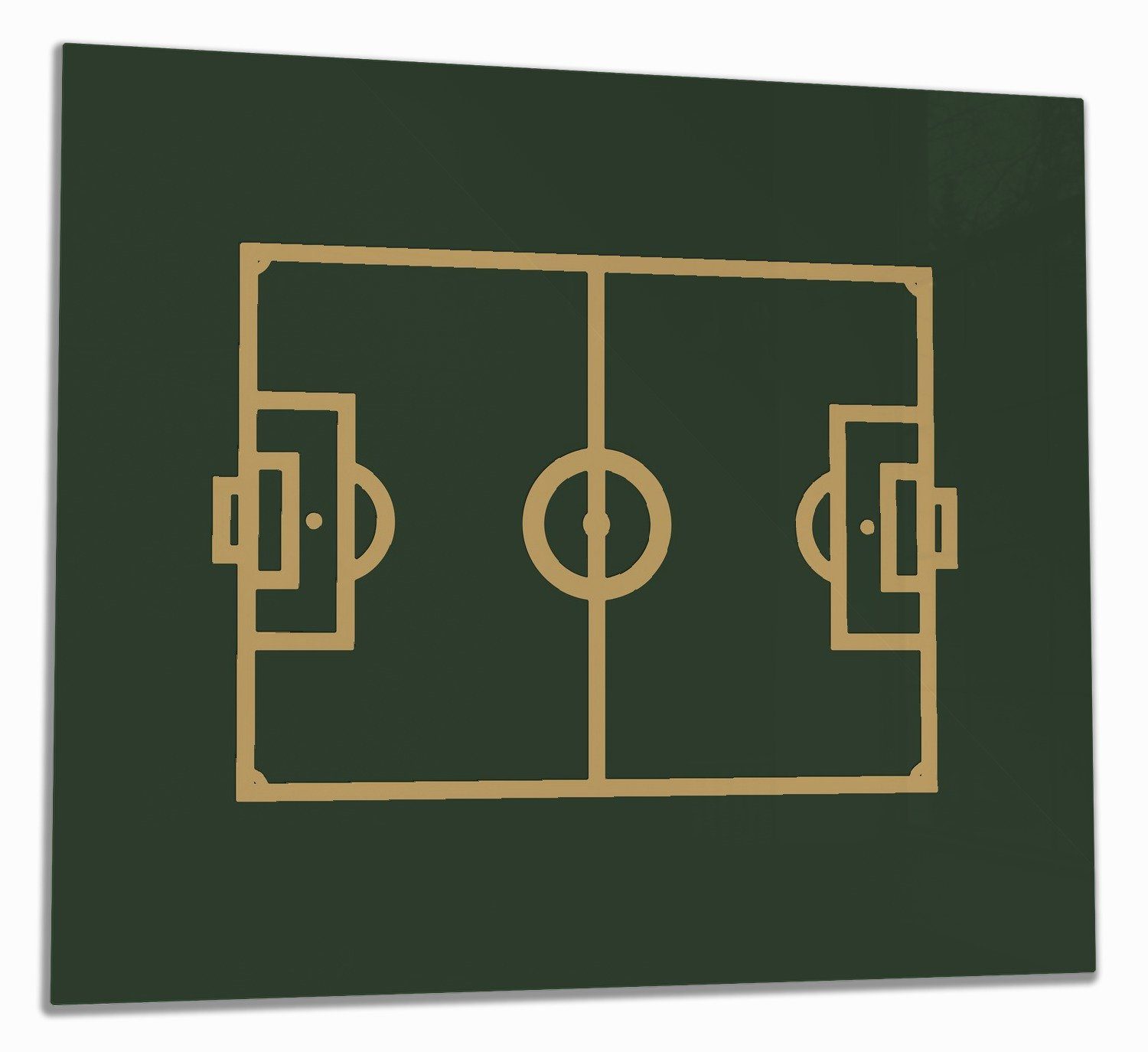 Wallario Herd-Abdeckplatte Fußball - 5mm gezeichnet 1 Fußballfeld gelb, grün und in inkl. (Glasplatte, Größen ESG-Sicherheitsglas, verschiedene tlg., Noppen)