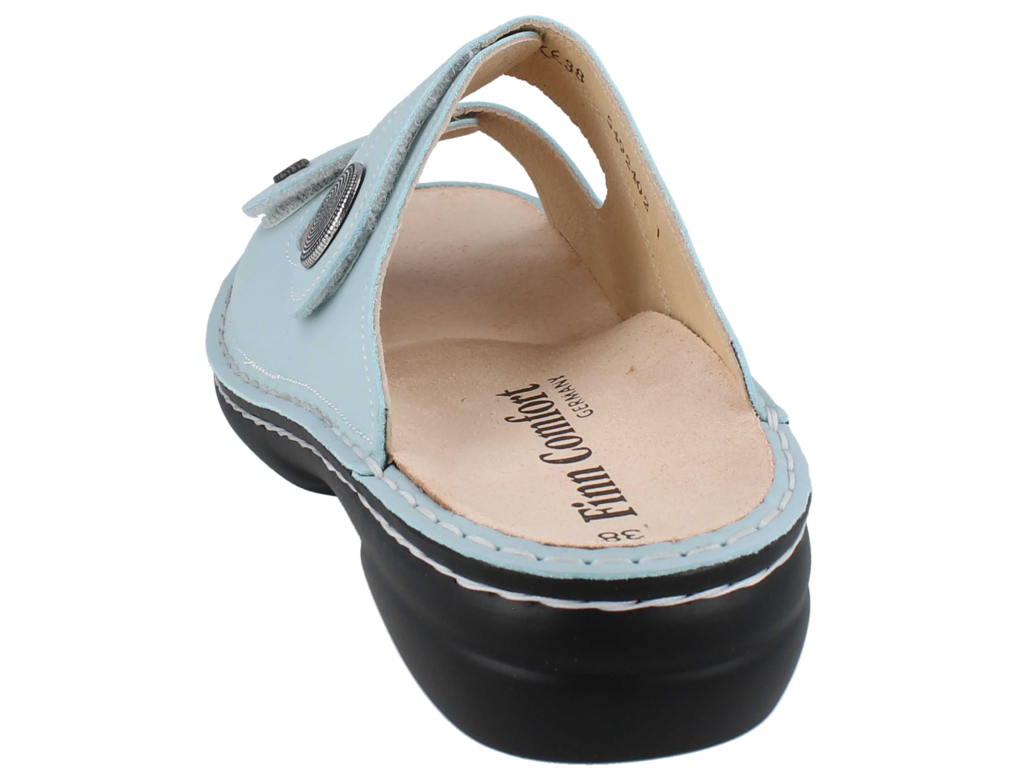 Finn Comfort FINN COMFORT Sansibar Damen Pantolette hellblau sky Glattleder - Pantolette Wechselfußbett
